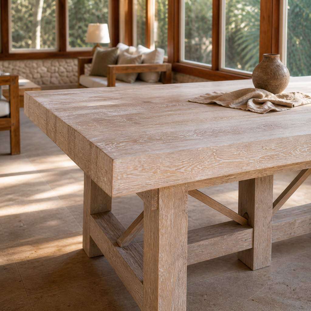 solid teak table